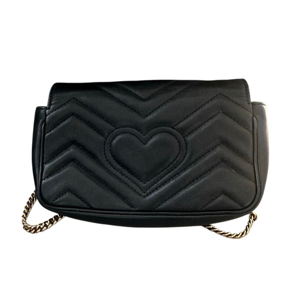 Gucci Black Quilted Crossbody Marmont mini bag Gold Chain - Picture 4 of 16